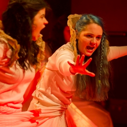 Two female students performing in the Tisch Shakespeare in Performance at RADA program.